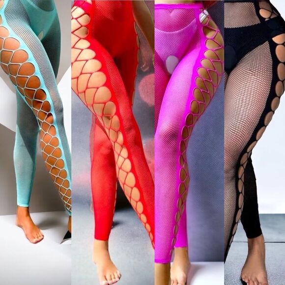 BOGO Sale! Footless l Crotchless l Fishnet Stockings l 4 Fab Color Choices l New - Picture 1 of 11